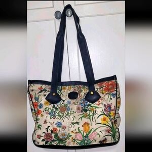 Original Vintage GUCCI Bag, FLORA Model, Large Size Duffel/Carryall/Beach, 🦋